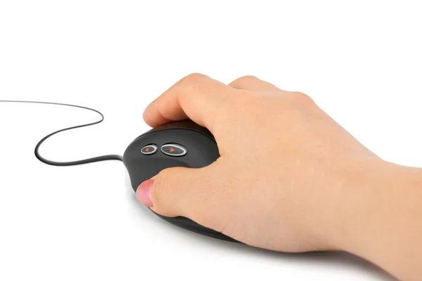 Рука и компьютерная мышь — стоковое фото