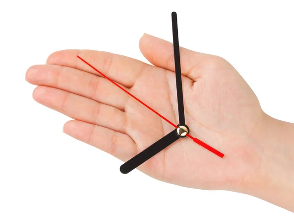 Hand with clock-hands — Stock Photo, Image