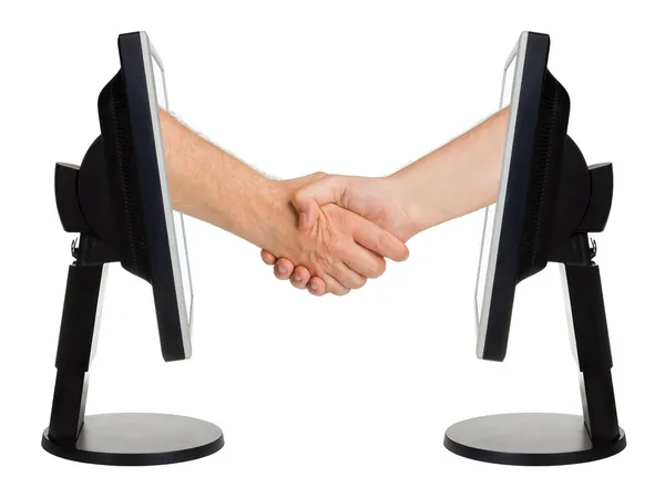 Virtuální handshake - Internetové obchodní koncept — Stock fotografie