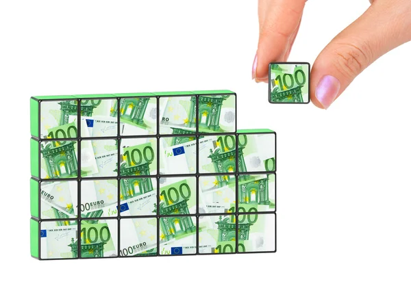 Hand and business puzzle — Stock Photo, Image