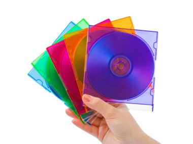 Hand with computer disks clipart