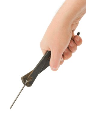 Hand with pliers and nail clipart