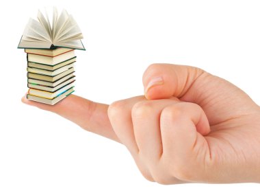 Hand and small books clipart