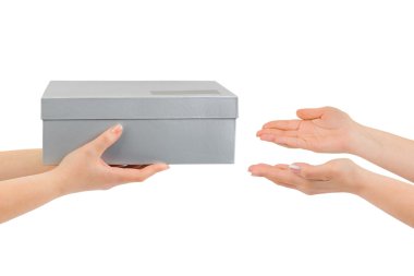 Hands giving box clipart