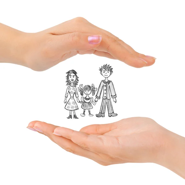 Cupped hands and family — Stock Photo, Image