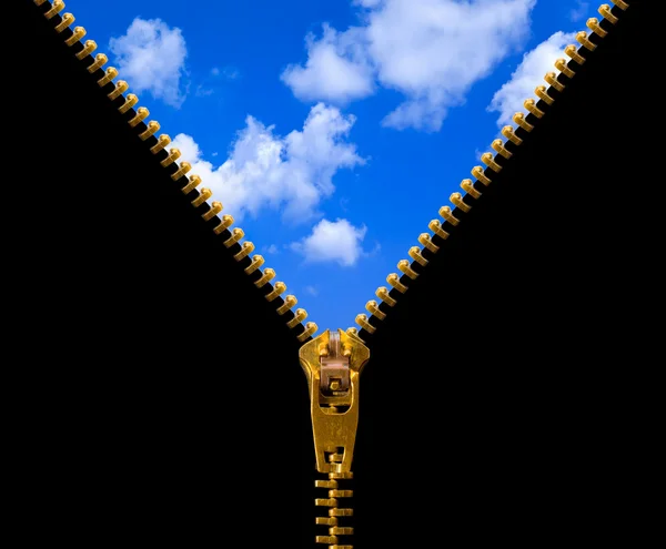 Reißverschluss und Himmel — Stockfoto