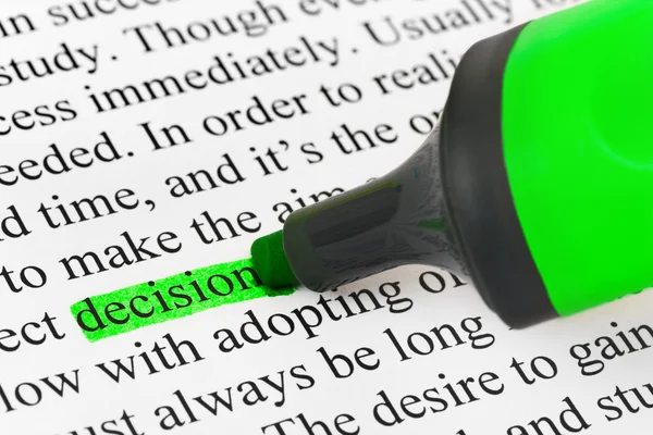 Highlighter and word decision — Stock Photo, Image