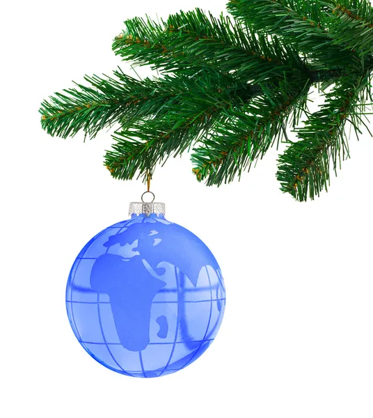 Globe and christmas tree — Stock Photo, Image