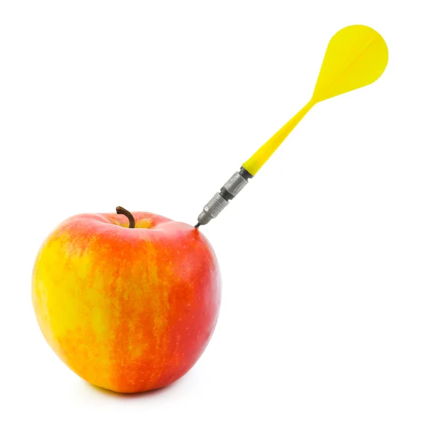 Apfel und Darts — Stockfoto