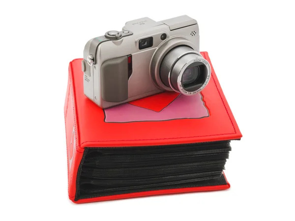 Camera en de foto album — Stockfoto