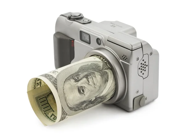 Photo camera and money — Stock Photo, Image