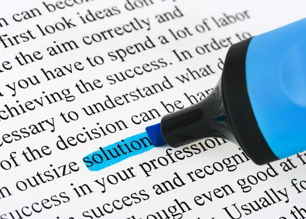Highlighter and word solution — Stock Photo, Image
