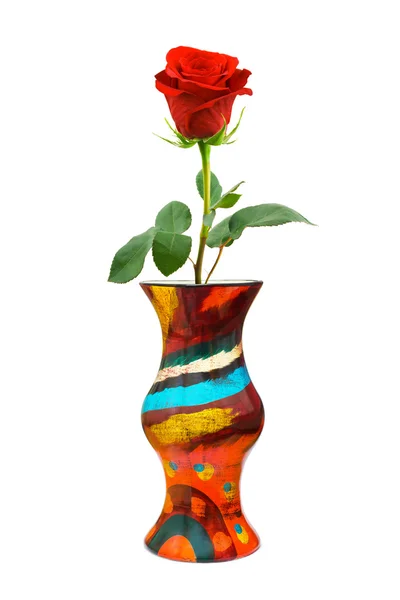 Red rose in vase — Stock Photo, Image