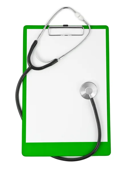 医疗剪贴板和听诊器 — 图库照片