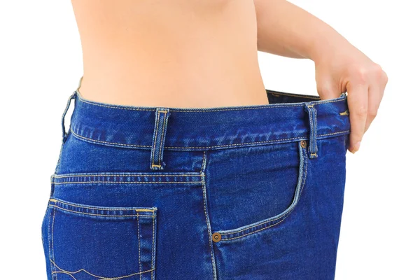 Woman and jeans - slimming — Stock Photo, Image
