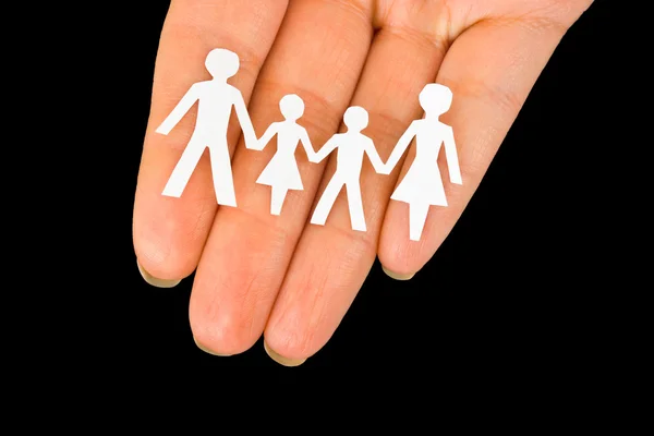Paper family in hand — Stock Photo, Image