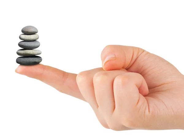 Stack of stones in hand — Stock Photo, Image