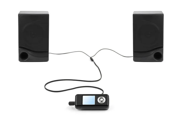 MP3-speler en luidsprekers — Stockfoto