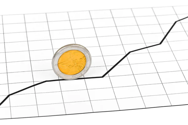 Rullande mynt och diagram — Stockfoto
