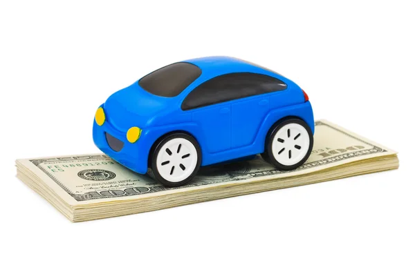 Speelgoedauto en geld — Stockfoto