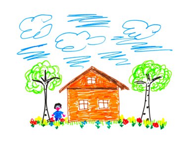 Child's drawing house clipart