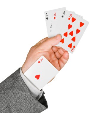 Hand and card in sleeve clipart