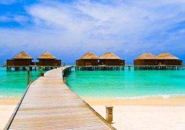 Water bungalows and pathway clipart