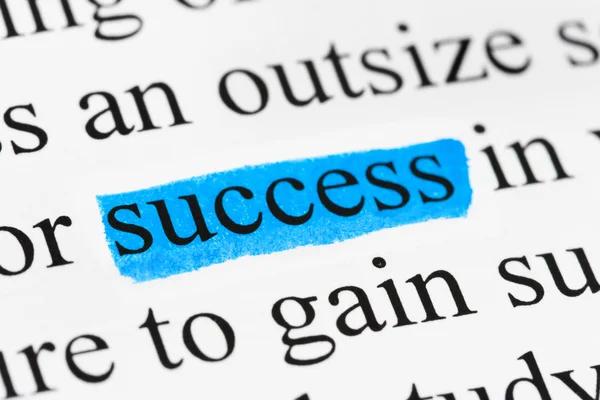 Woord succes in tekst — Stockfoto