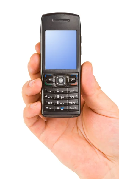 Ruka s mobilním telefonem — Stock fotografie