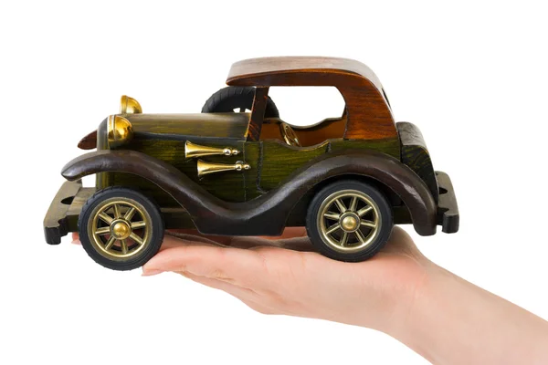 Mano y juguete coche retro —  Fotos de Stock