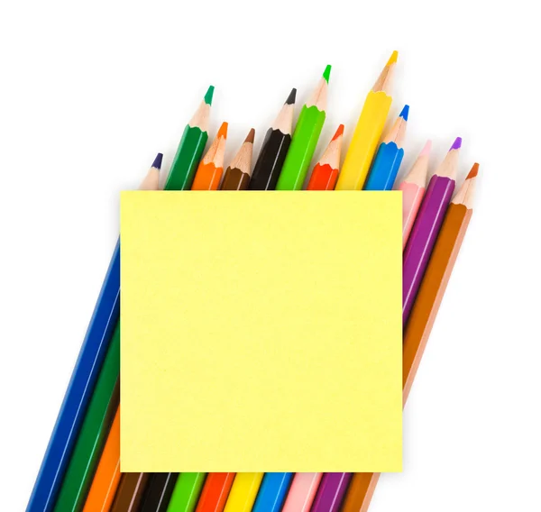 Lápices multicolores y papel —  Fotos de Stock