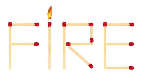 Word Fire made of matches — Stock Photo, Image