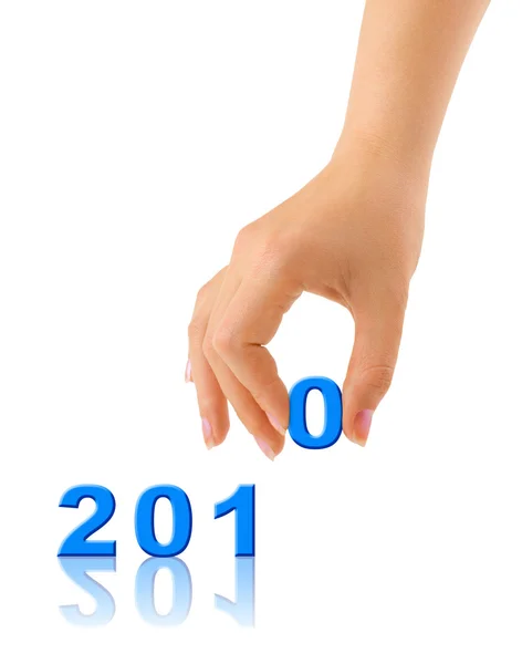 Numbers 2010 and hand — Stock Photo, Image