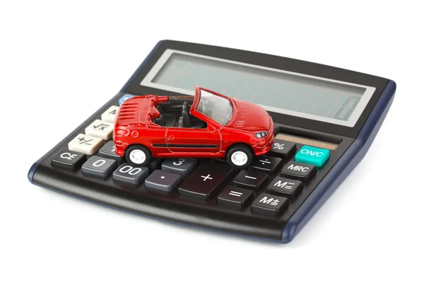 Calculator and toy car — Stock Photo, Image