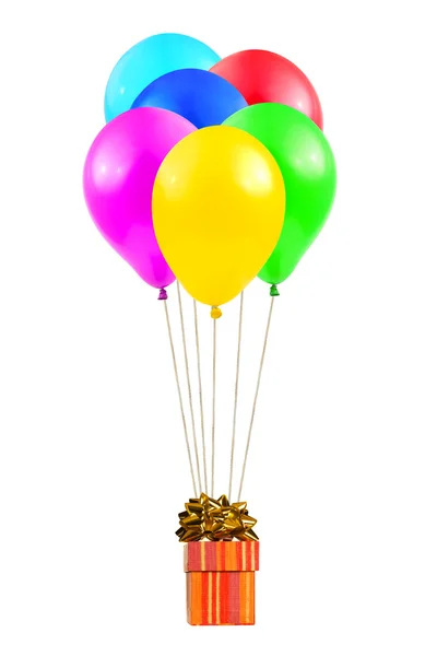Balloons and gift — Stock Photo, Image