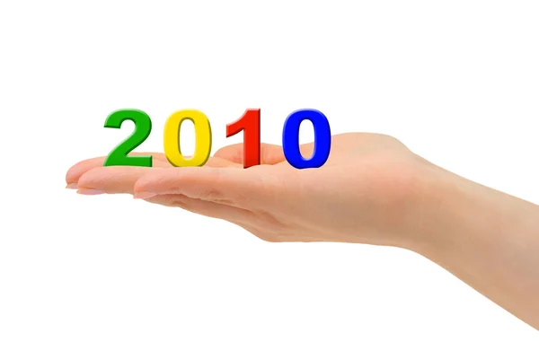 Numbers 2010 in hand — Stock Photo, Image