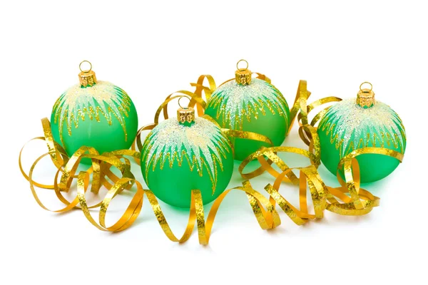 Christmas balls and ribbon — Stock Photo, Image