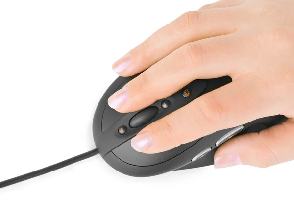 Mano e mouse del computer — Foto Stock