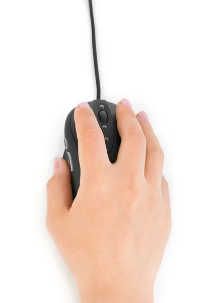 Hand and computer mouse — Stock Photo, Image