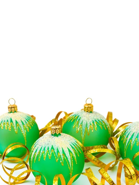 Christmas balls and ribbon — Stock Photo, Image
