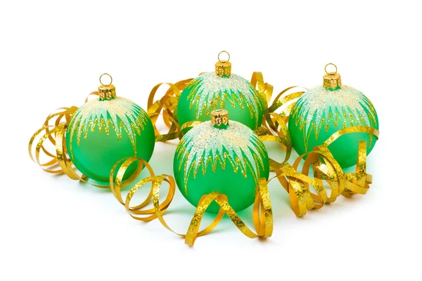 Vánoční míče a stuha — Stock fotografie