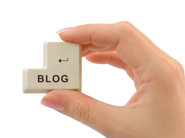 Computer button Blog in hand — Stock Photo, Image