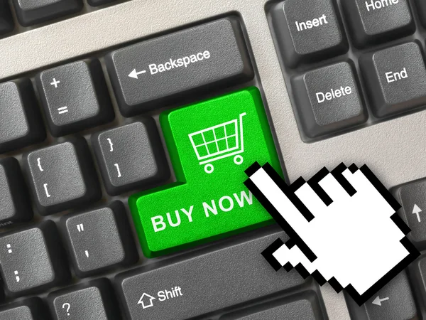 Computer keyboard with shopping key — Stock Photo, Image
