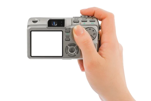 Fotokamera in der Hand — Stockfoto