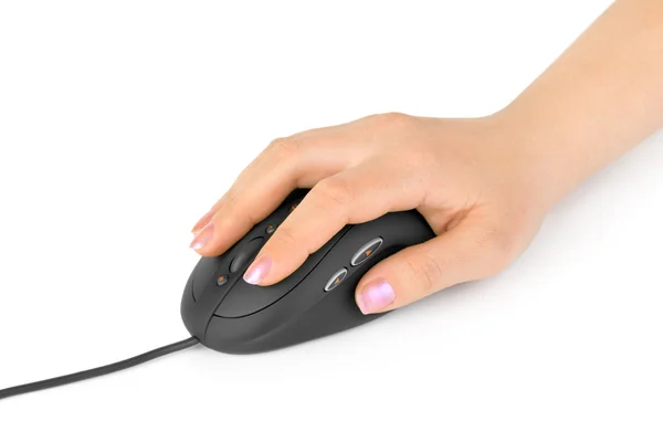 Mano e mouse del computer — Foto Stock