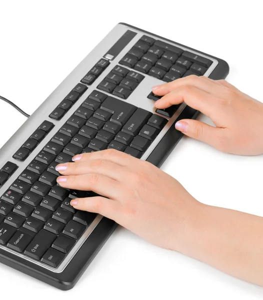 Tastiera e mani del computer — Foto Stock