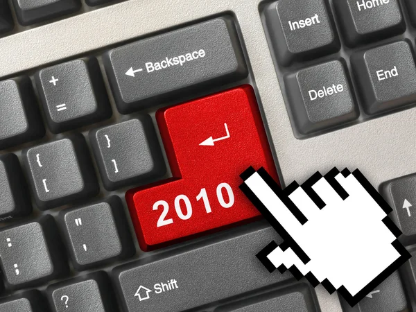 Computer keyboard with 2010 key and cursor — Stock Photo, Image