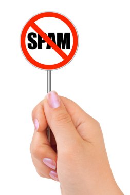 Sign NO SPAM in hand clipart