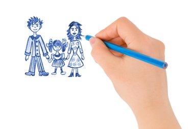 Hand drawing happy family clipart