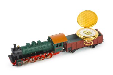 Toy train with watch clipart